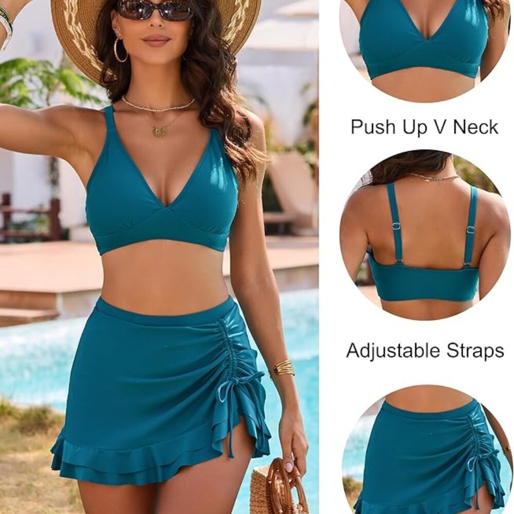 Blooming Jelly Women's High Waisted Bikini Sets Tummy Control Bathing Suit